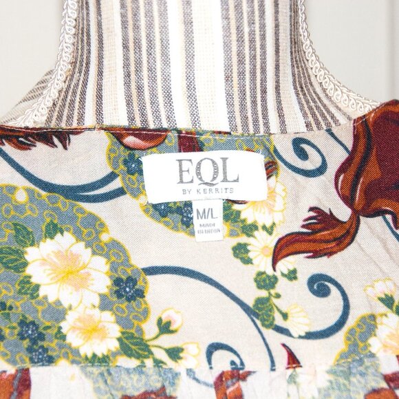 Kerrits EQL Horse Print Duster M/L Horses,  Flowers, Scroll print 100% Viscose - Picture 6 of 7